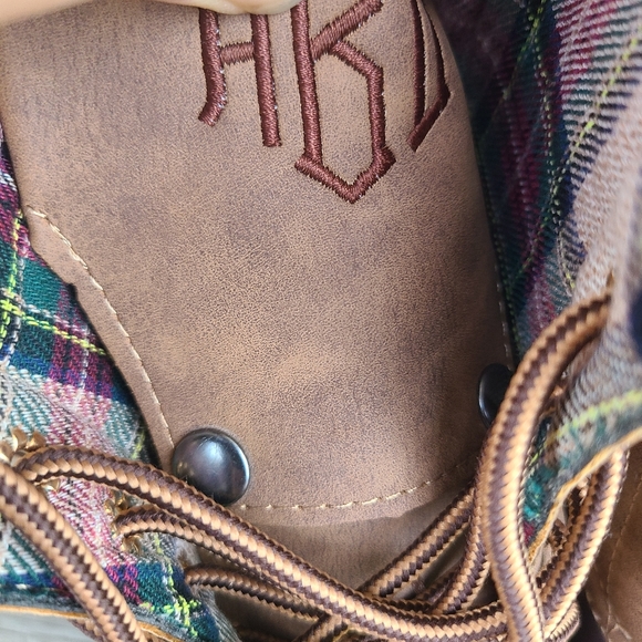 NWOT Marleylilly Brown Monogrammed Duck Boots Size 6 - Picture 6 of 6
